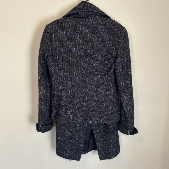 La Fayette 148 Skirt Suite Size 8/10 Alpaca Blend Woven Boucle Navy Business - Picture 5 of 13